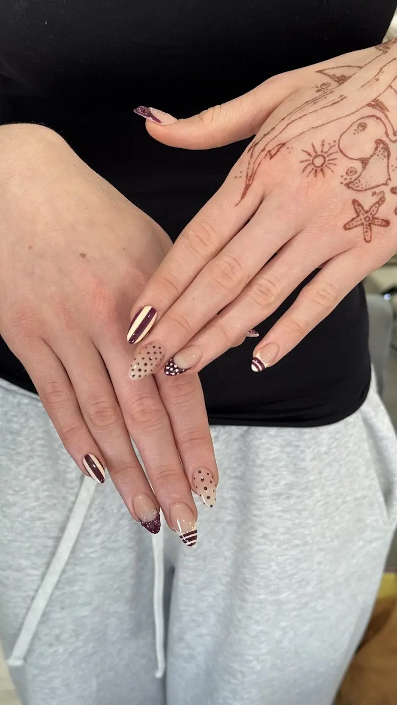 Nails with hand-painted detail